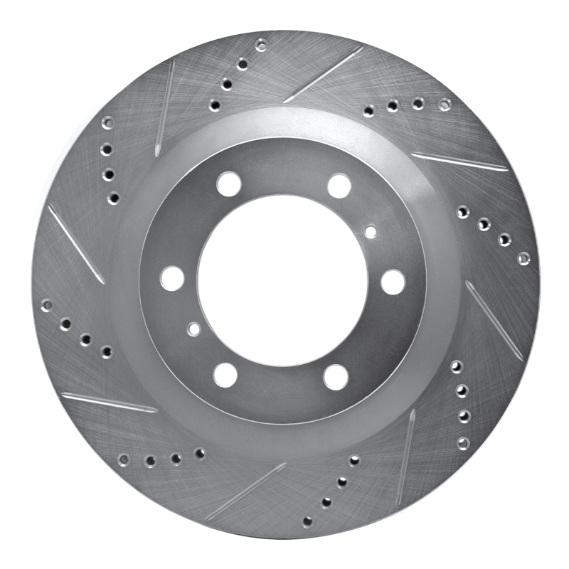 Lexus GX460 Brake Rotor (1) - Front Left - R1 Concepts - Drilled & Slotted - Silver - `10-`24